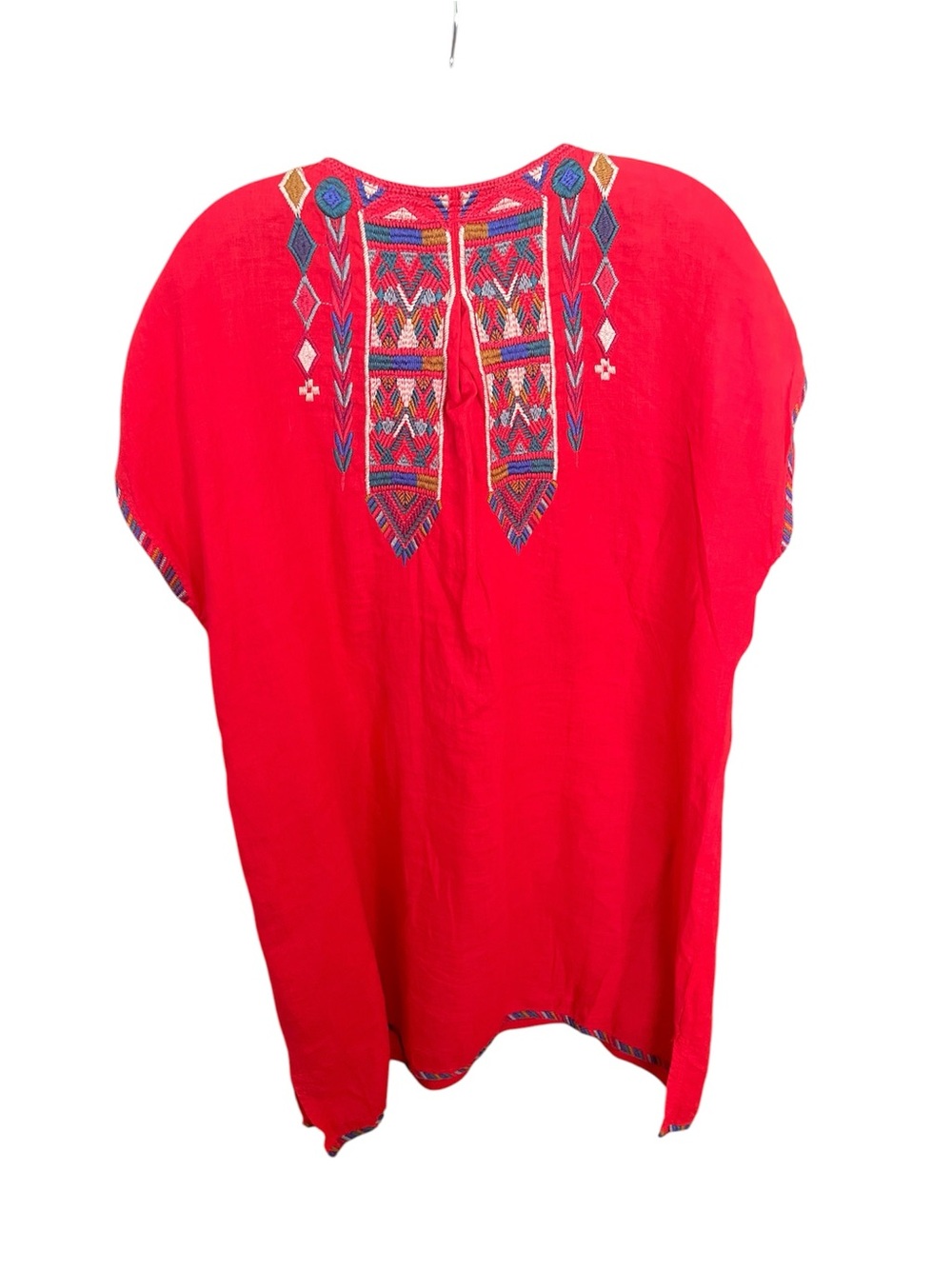 Johnny Was Red Linen Native American Embroidery Tunic Dress Large - Picture 2 of 7